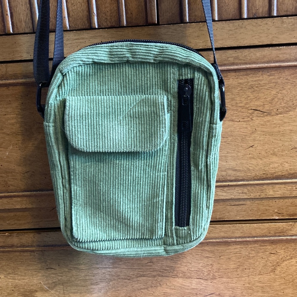 Green Corduroy Crossbody Bag